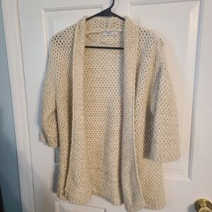 Mango suit cream cable knit open 3/4 sleeve cardiganWomen's size 4